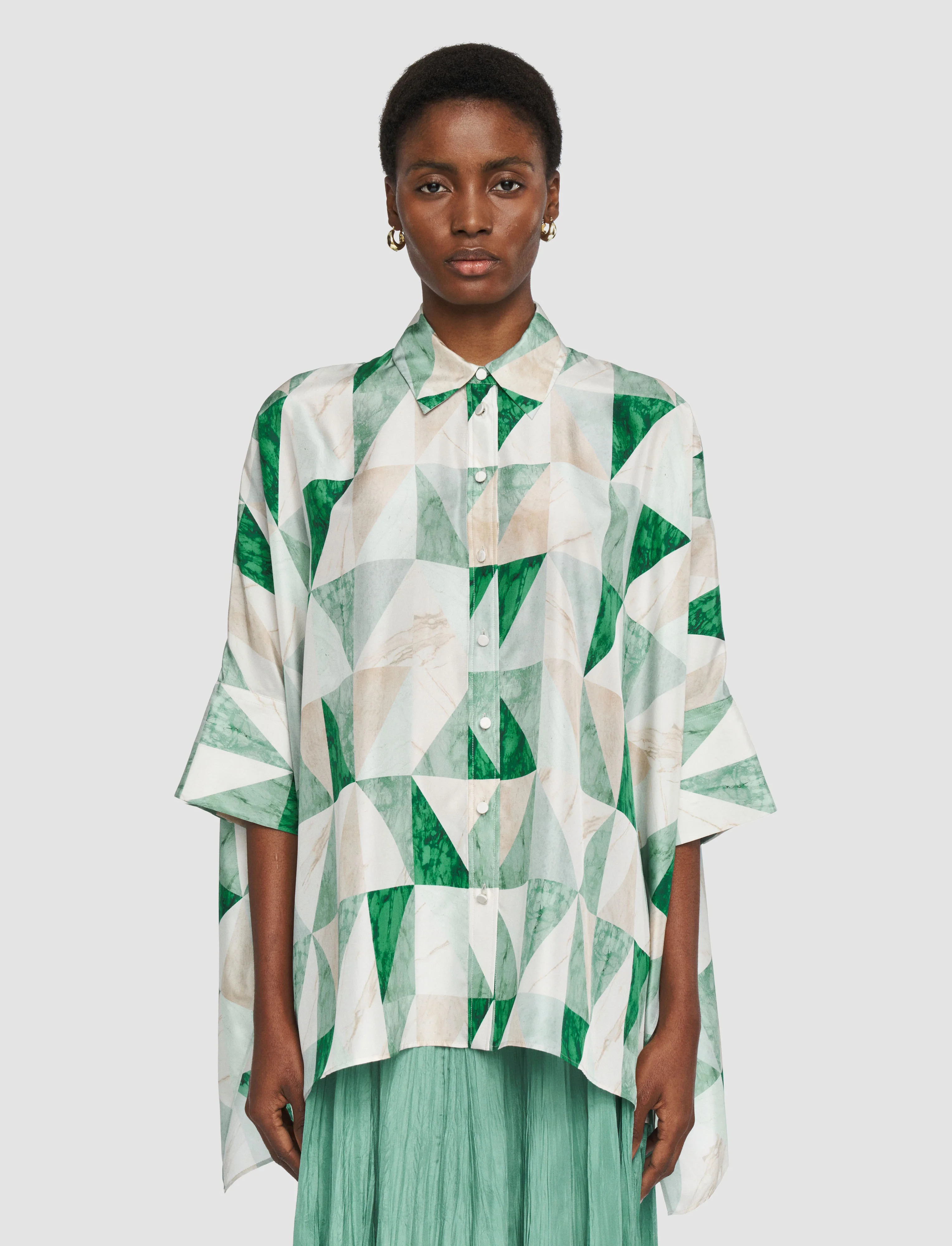 Arcole Marble Print Silk Shirt - Image 3