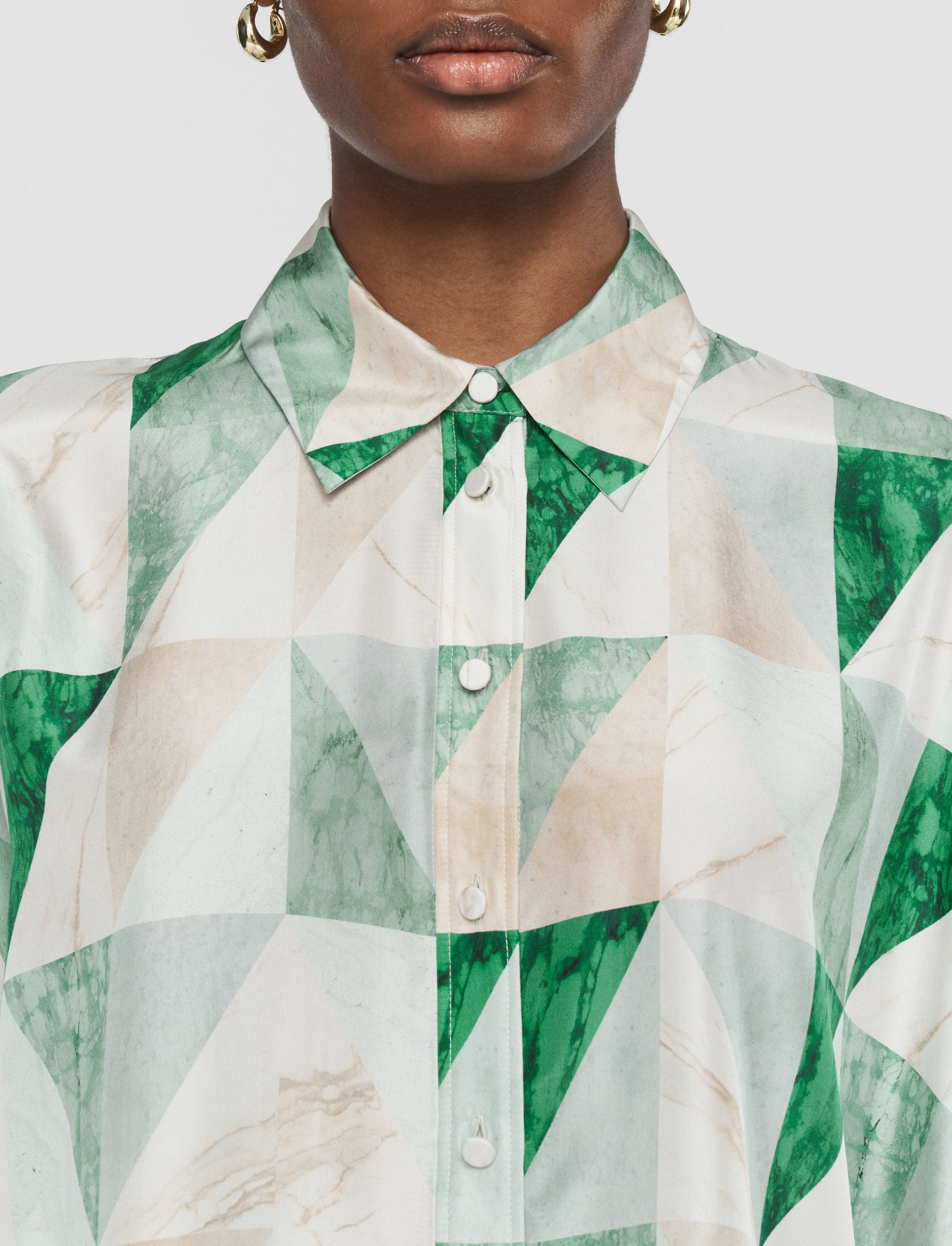 Arcole Marble Print Silk Shirt - Image 5