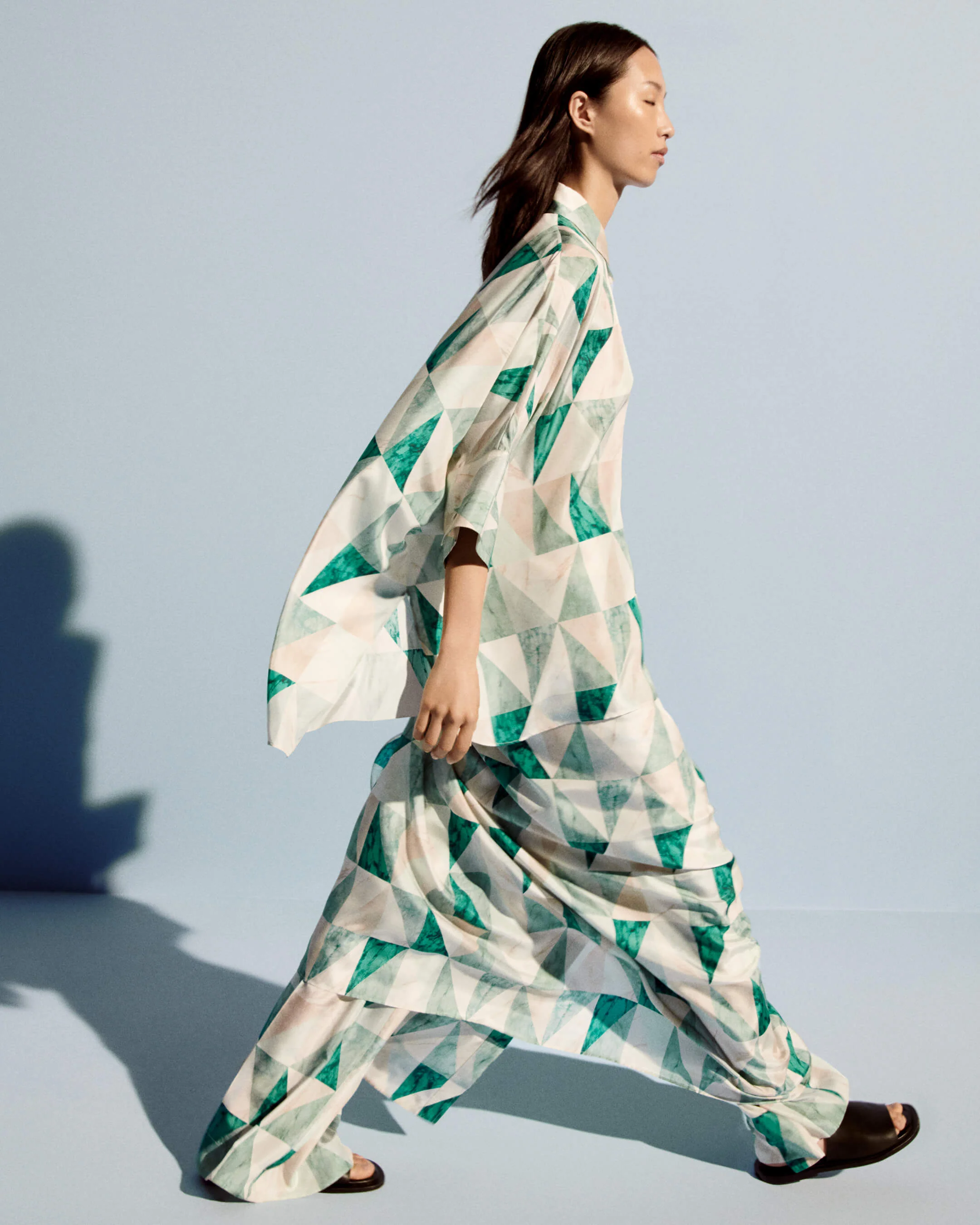 Arcole Marble Print Silk Shirt - Image 7