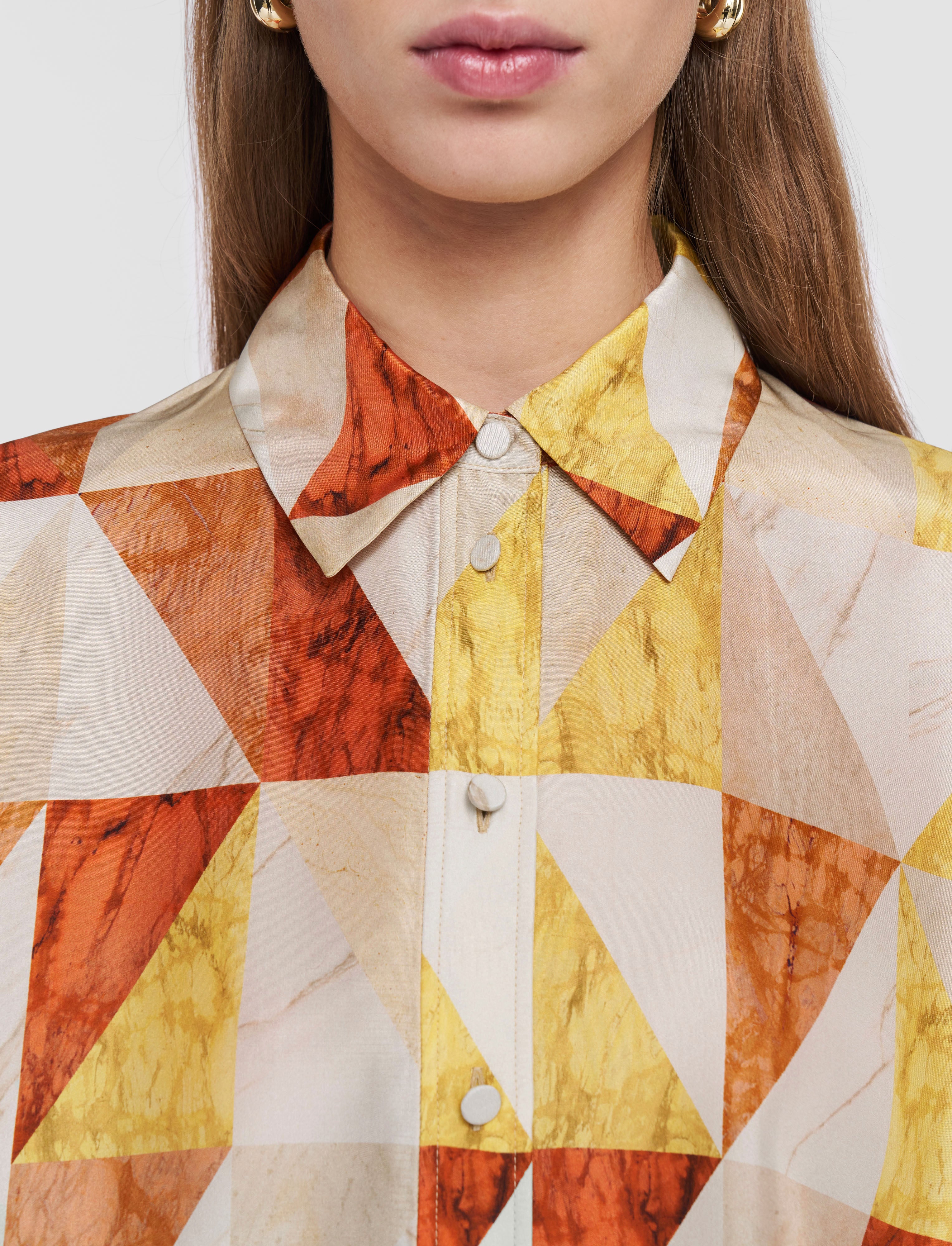 Arcole Marble Print Silk Shirt - Image 5