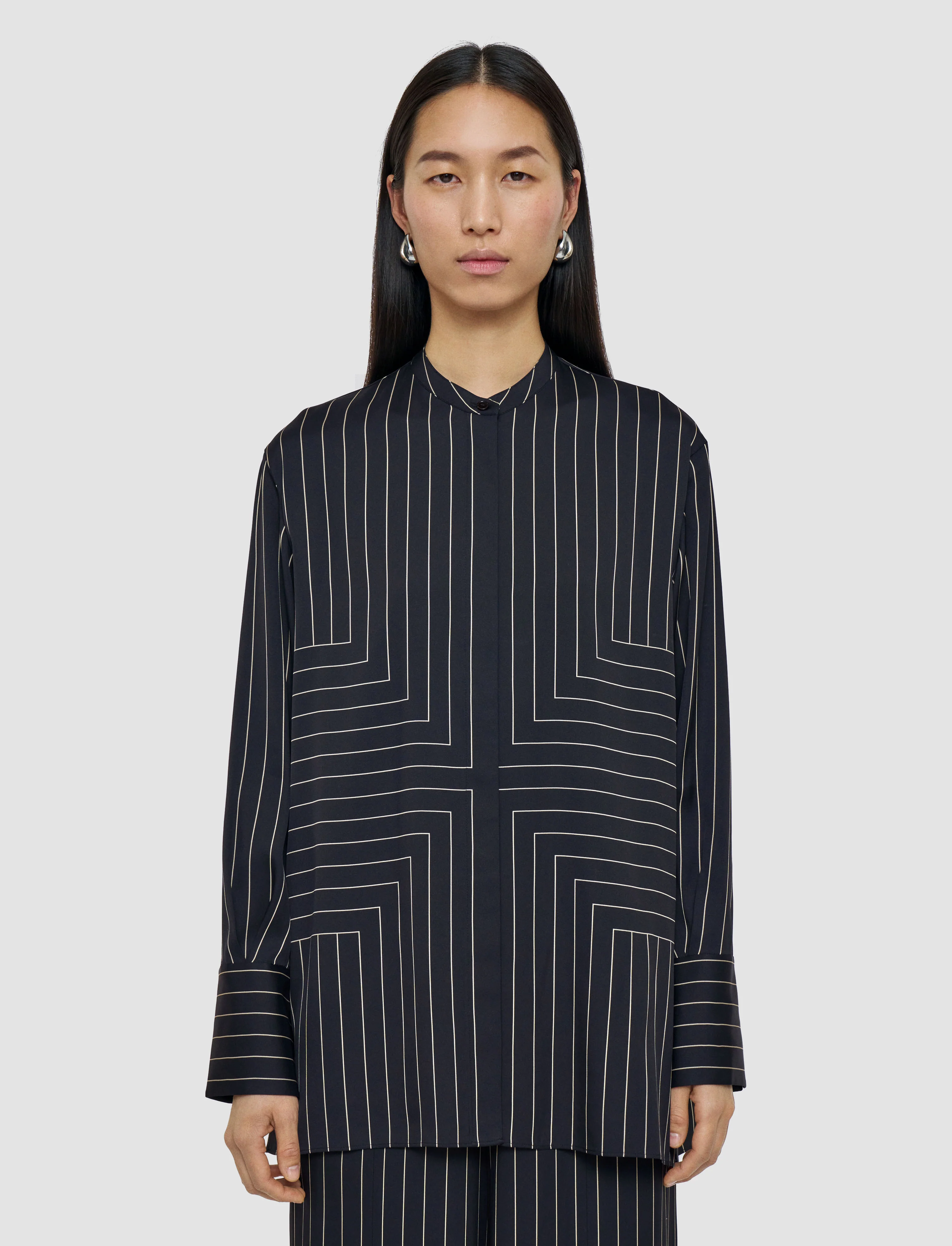 Athena Geometric Print Silk Blouse - Image 3