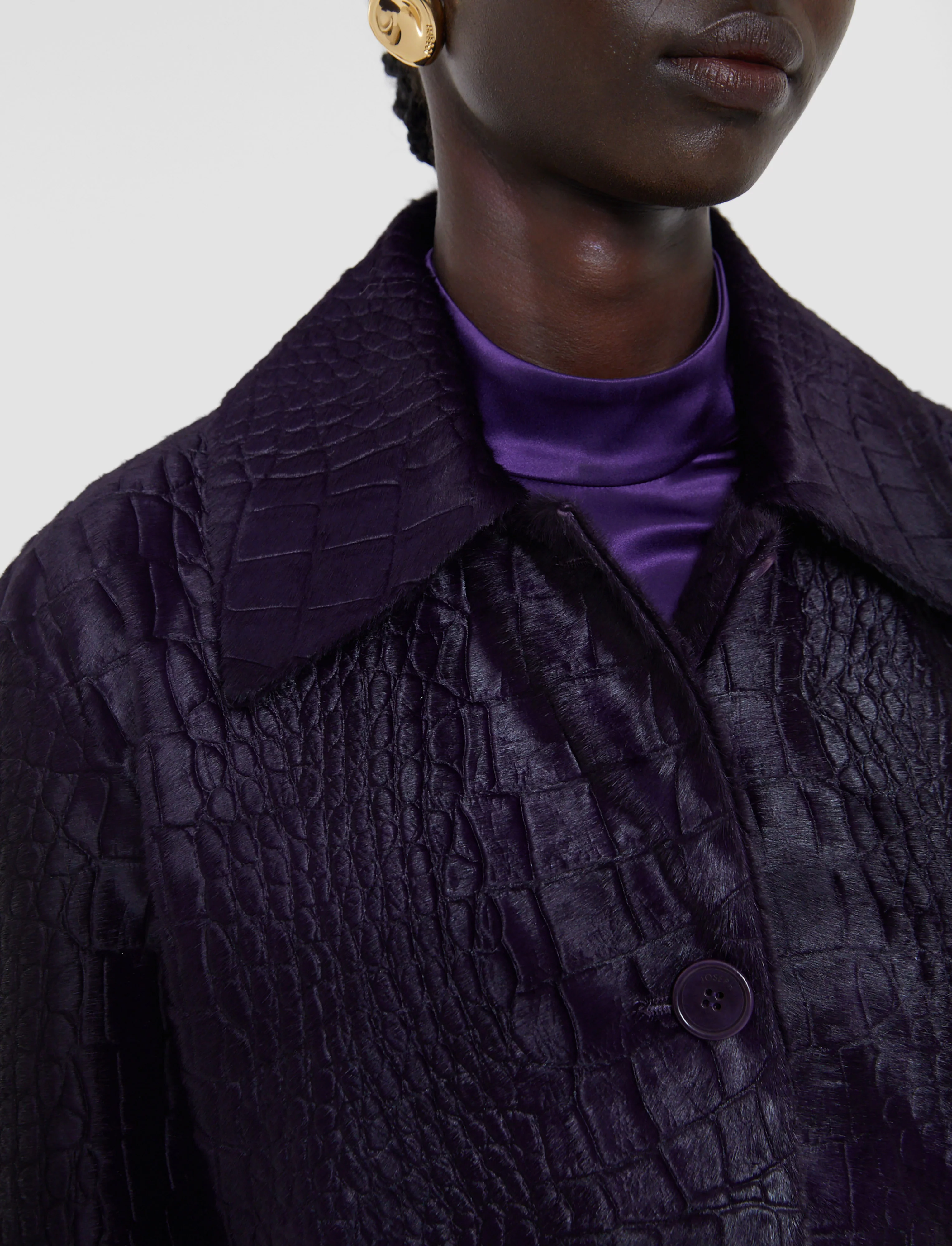 Auger Embossed Croc Calf Hair Coat - Image 5