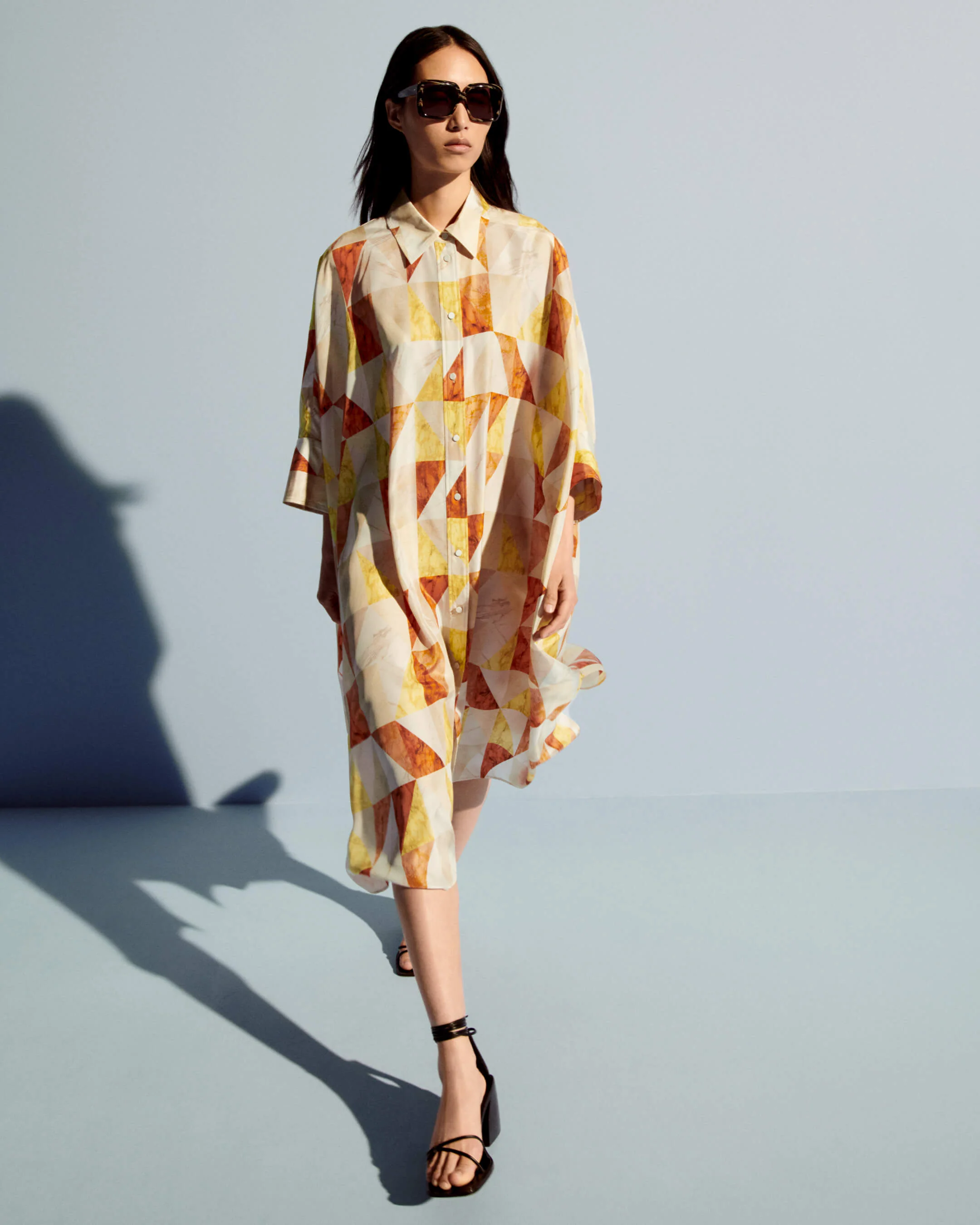 Dania Marble Print Silk Dress - Image 7