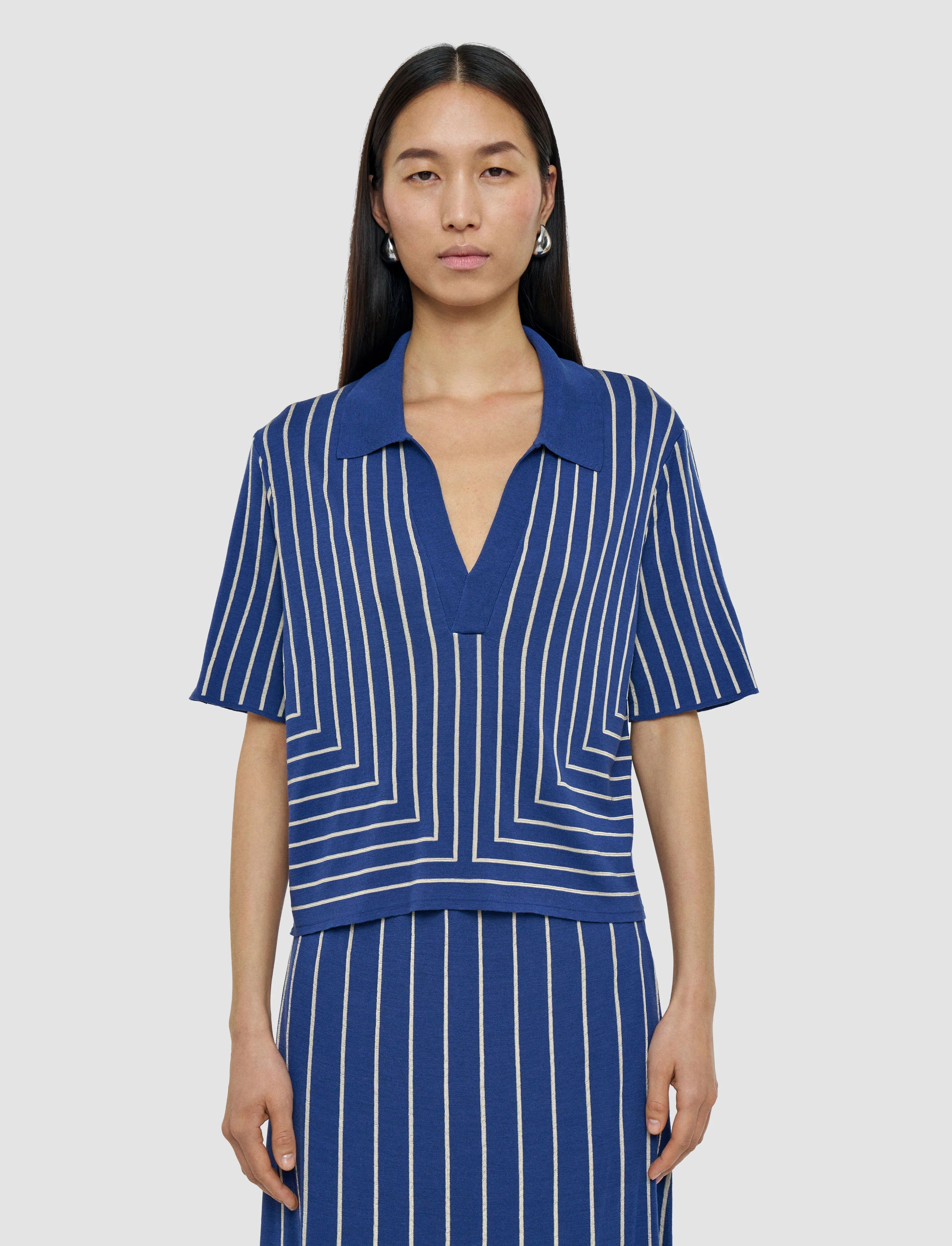 Geometric Jacquard Silk Blend Top - Image 3