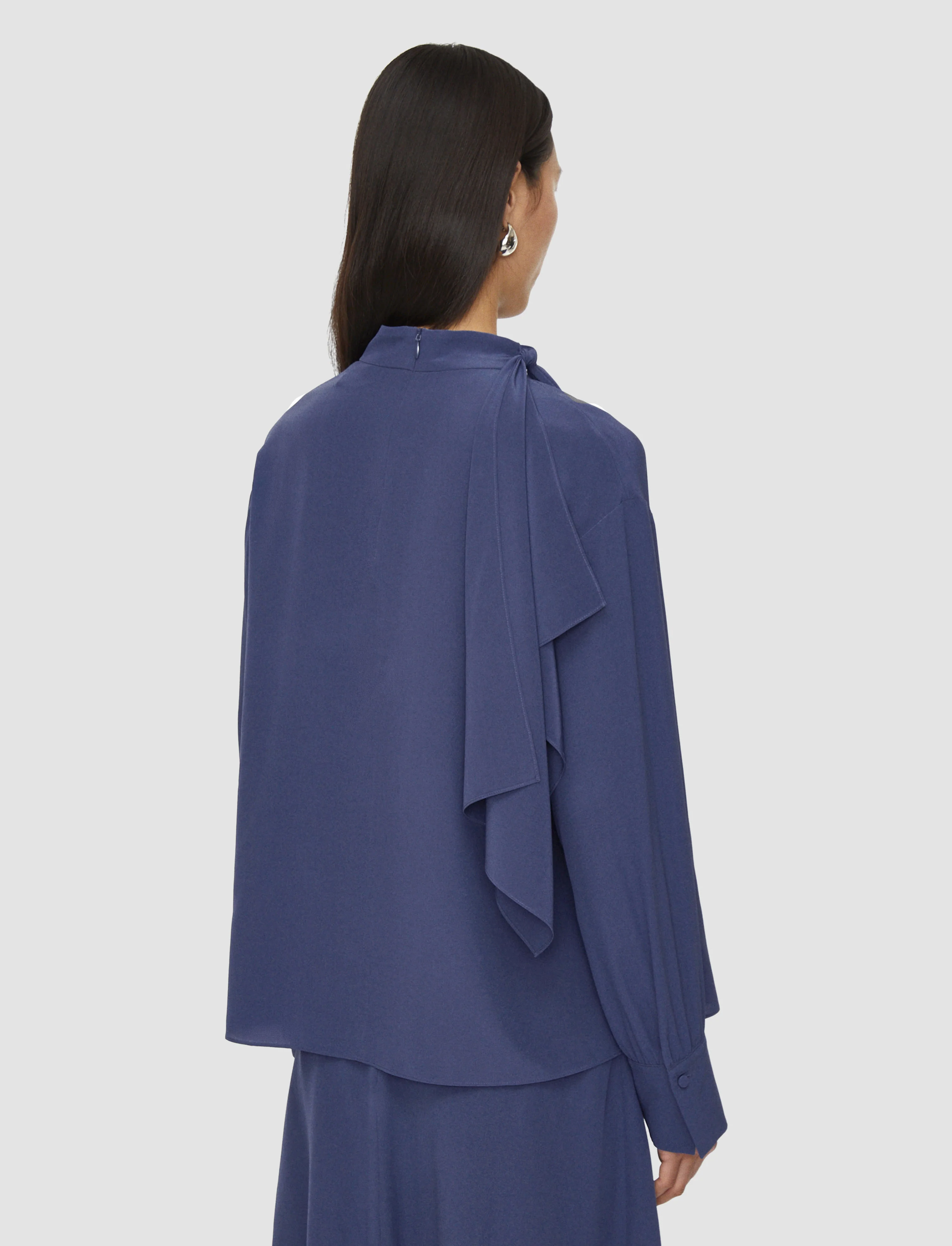 Juliana Crepe de Chine Knot Silk Blouse - Image 4