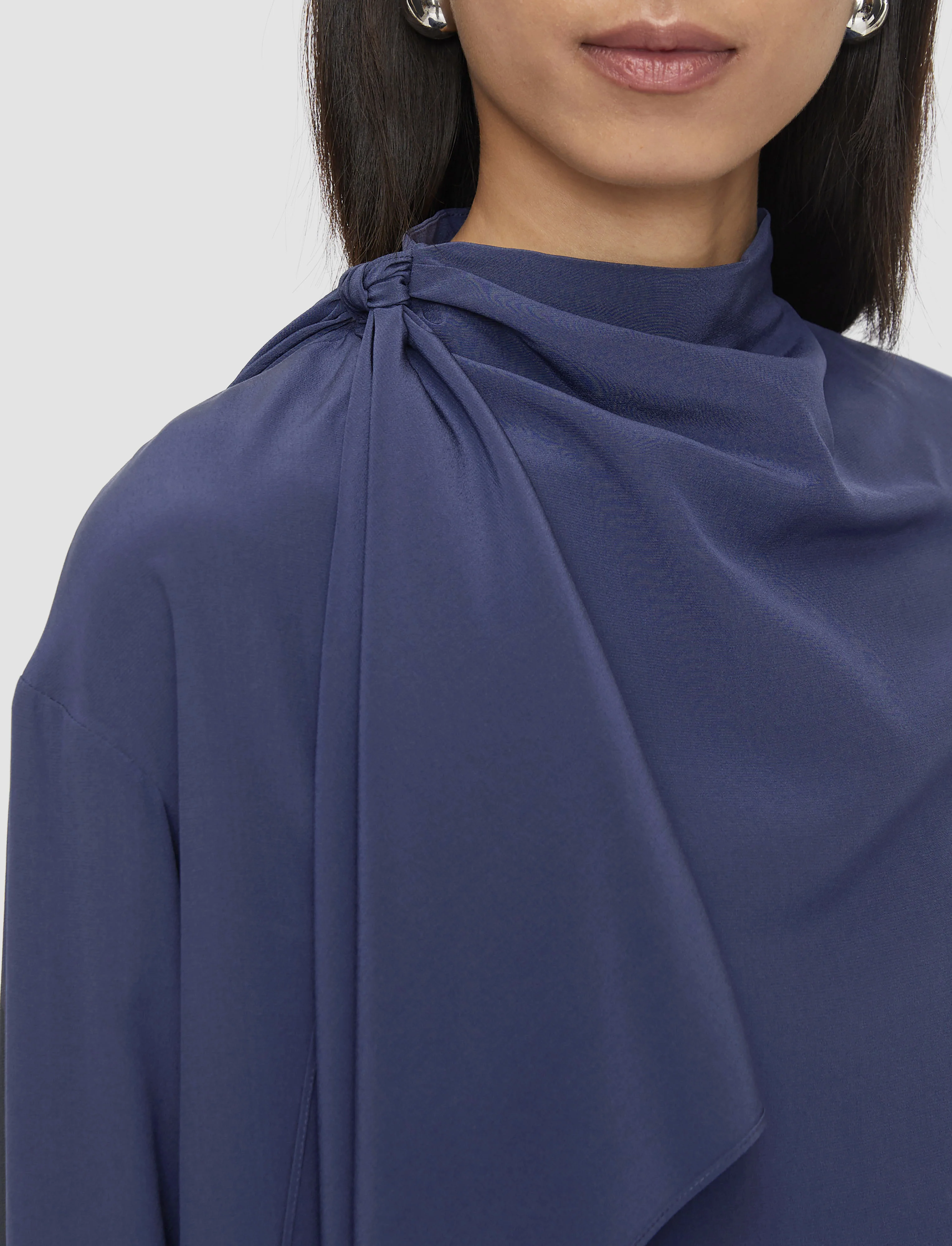 Juliana Crepe de Chine Knot Silk Blouse - Image 5