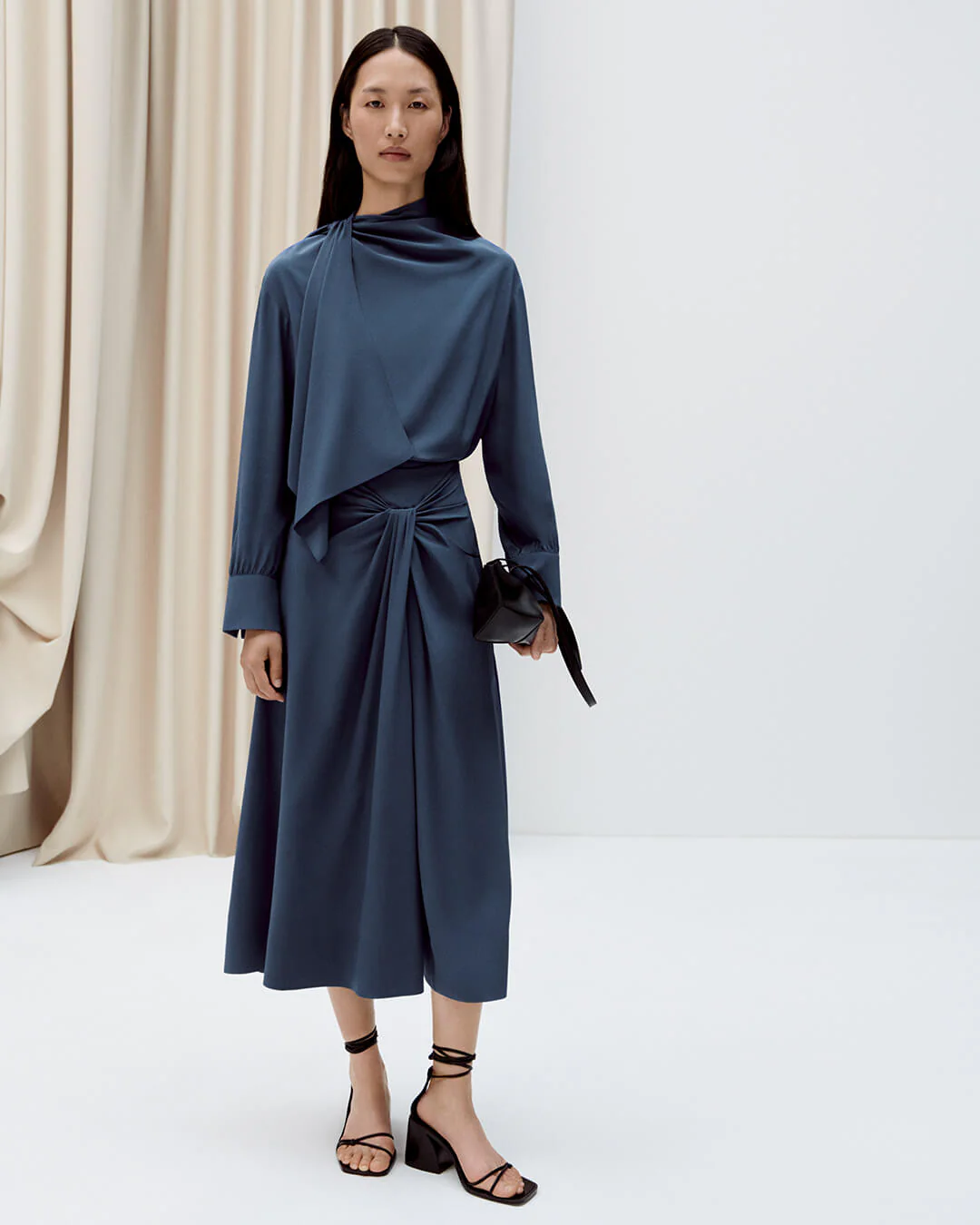 Juliana Crepe de Chine Knot Silk Blouse - Image 6