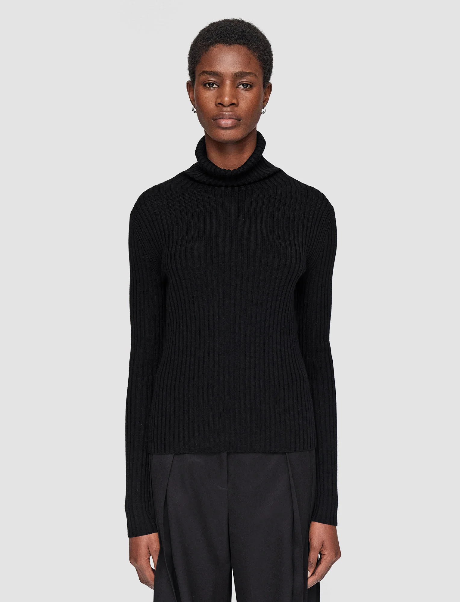 Merino Silk Rib High Neck Jumper - Image 3