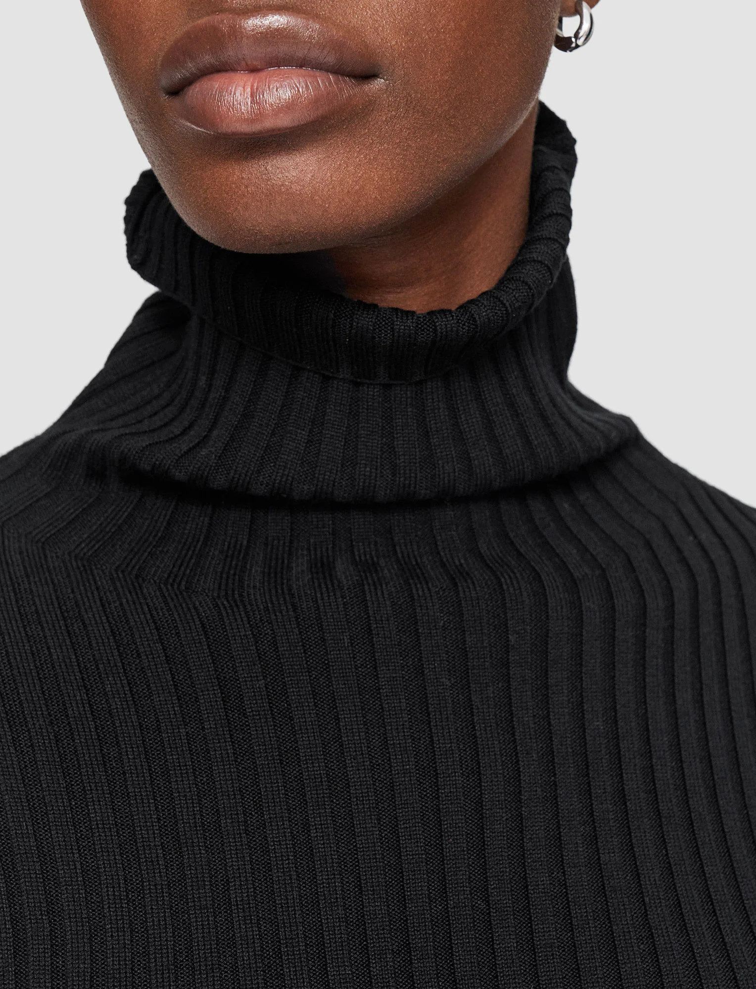 Merino Silk Rib High Neck Jumper - Image 5