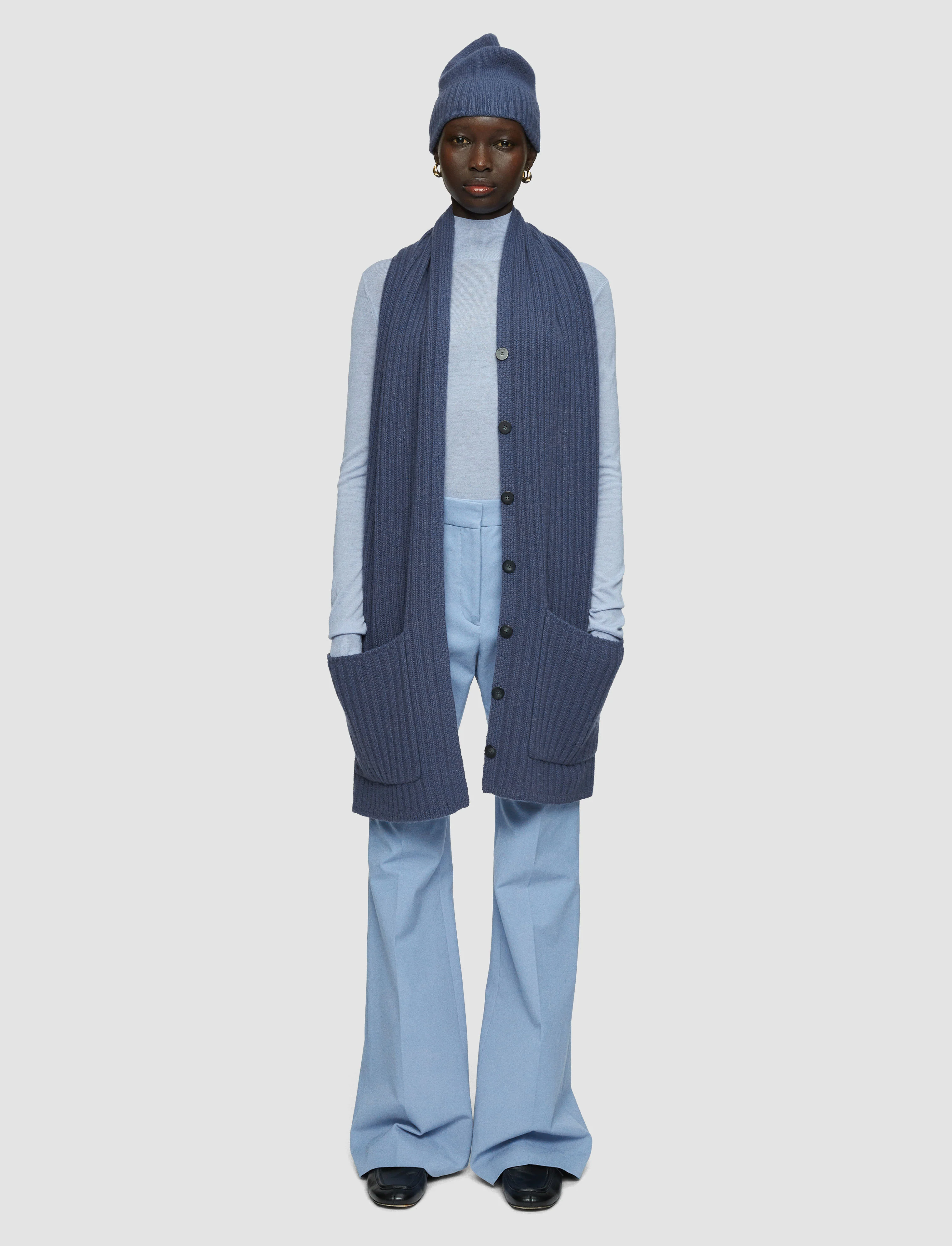 Open Cashmere Button Scarf - Image 3