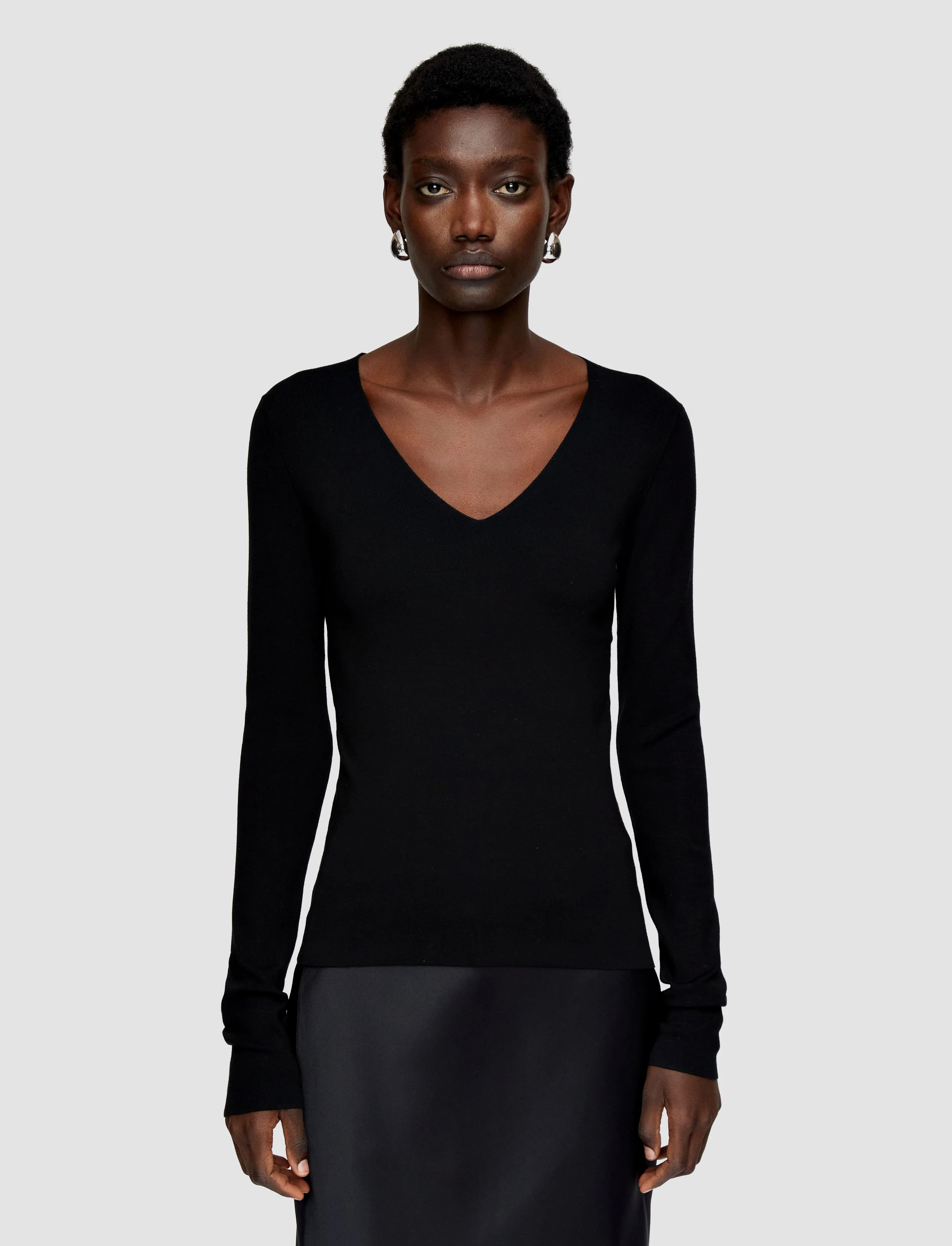 Silk Stretch V Neck Top - Image 3