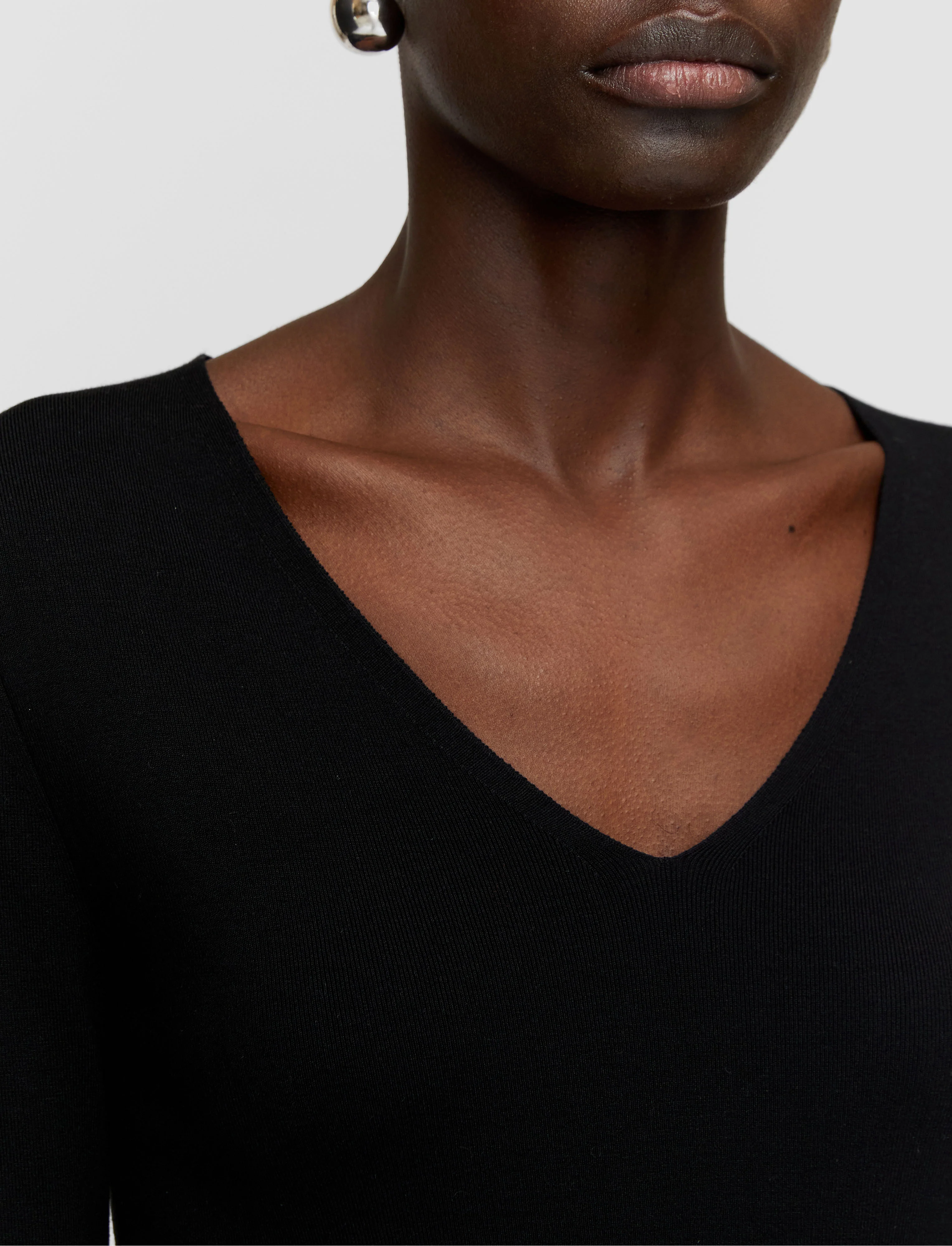 Silk Stretch V Neck Top - Image 5