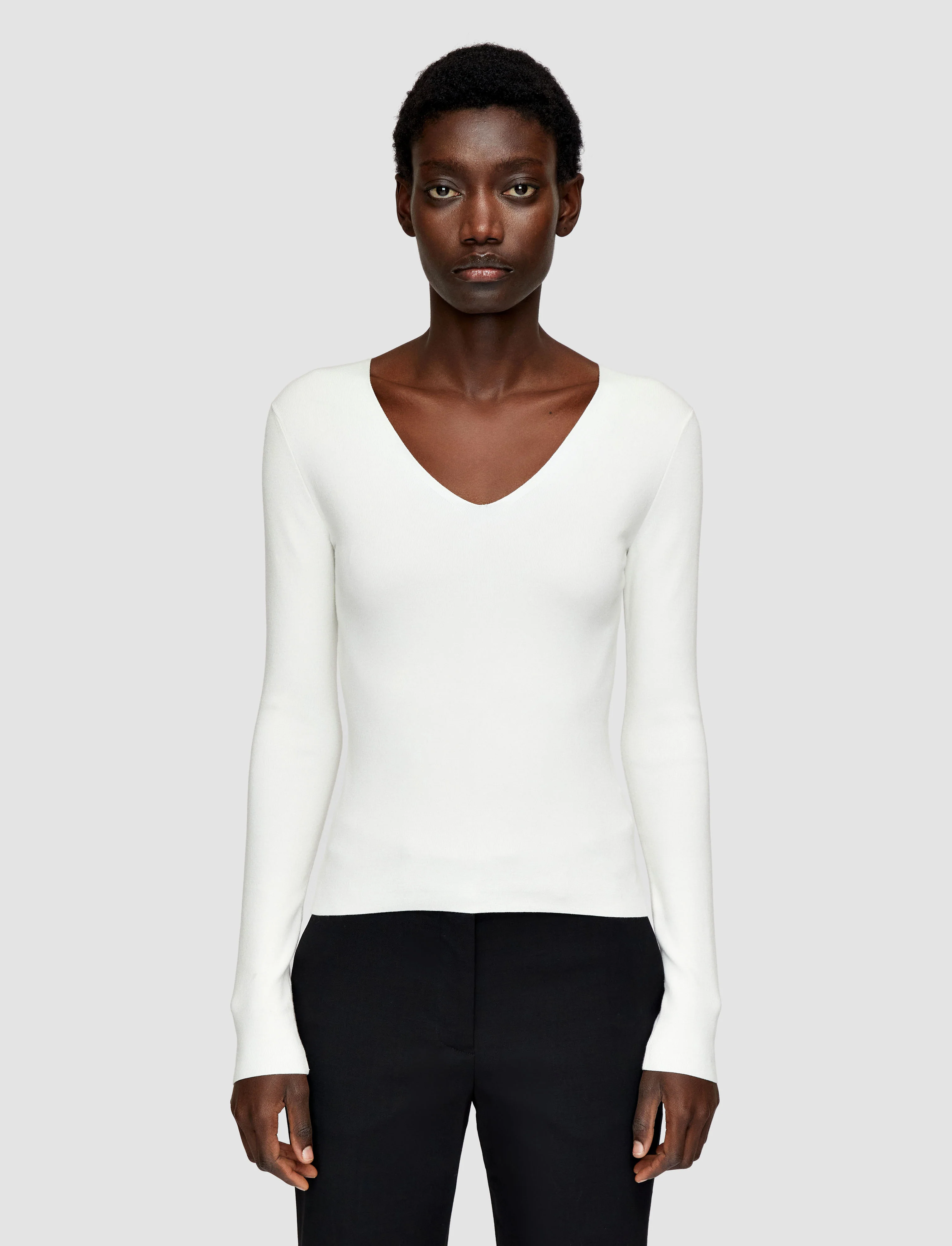 Silk Stretch V Neck Top - Image 3