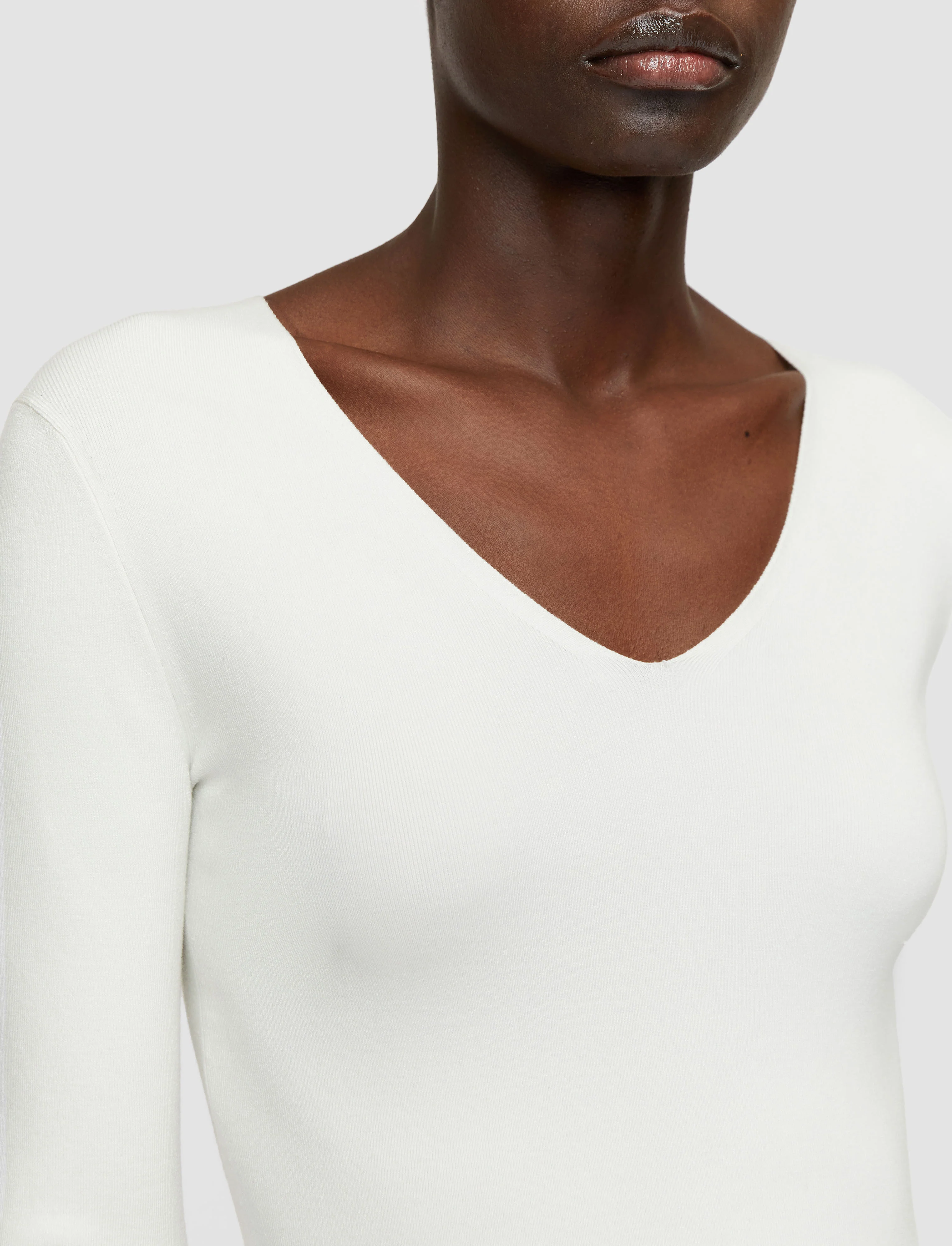 Silk Stretch V Neck Top - Image 5