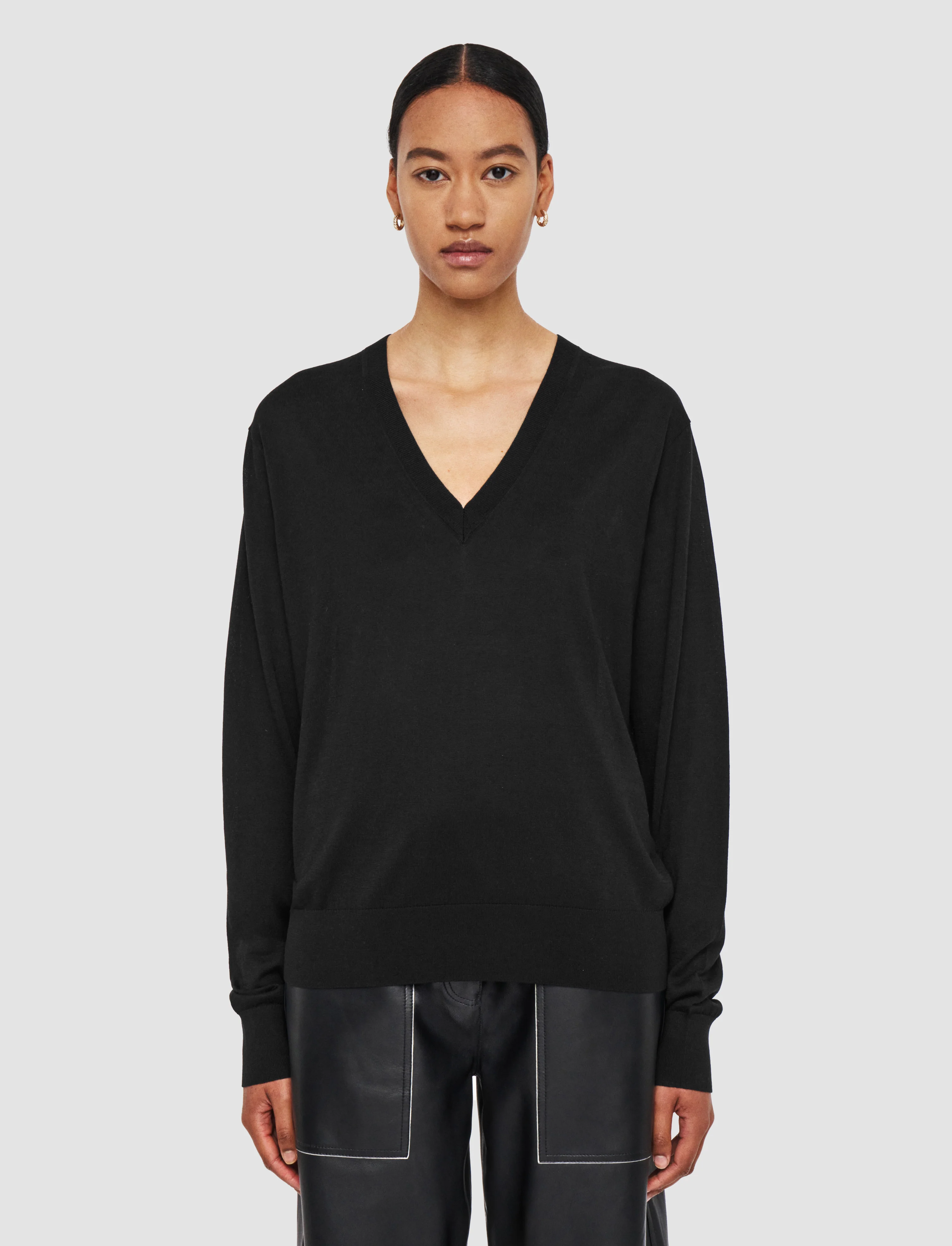 Superfine Cotton Silk V Neck Jumper - Image 3