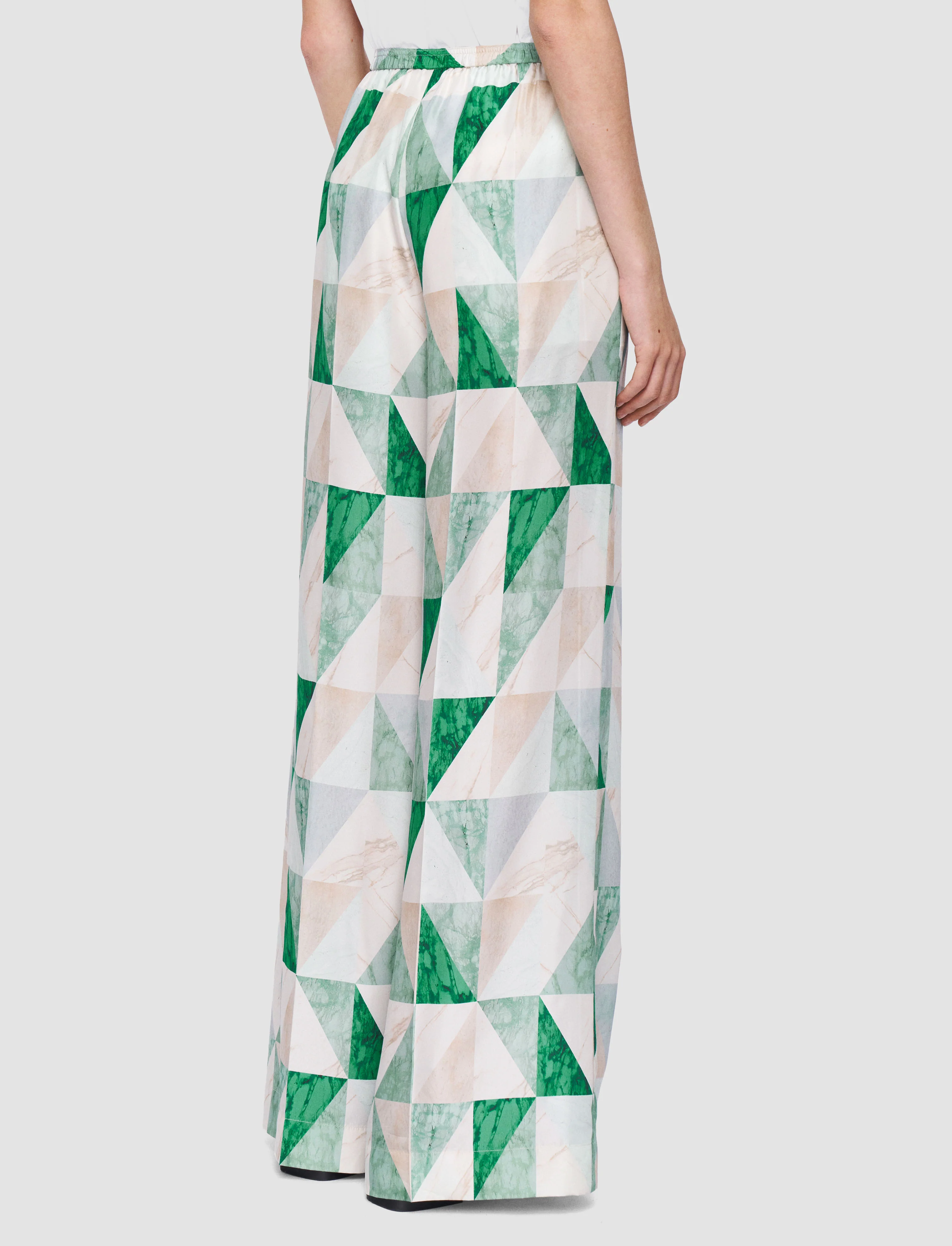 Thoresby Marble Print Silk Trousers - Image 3