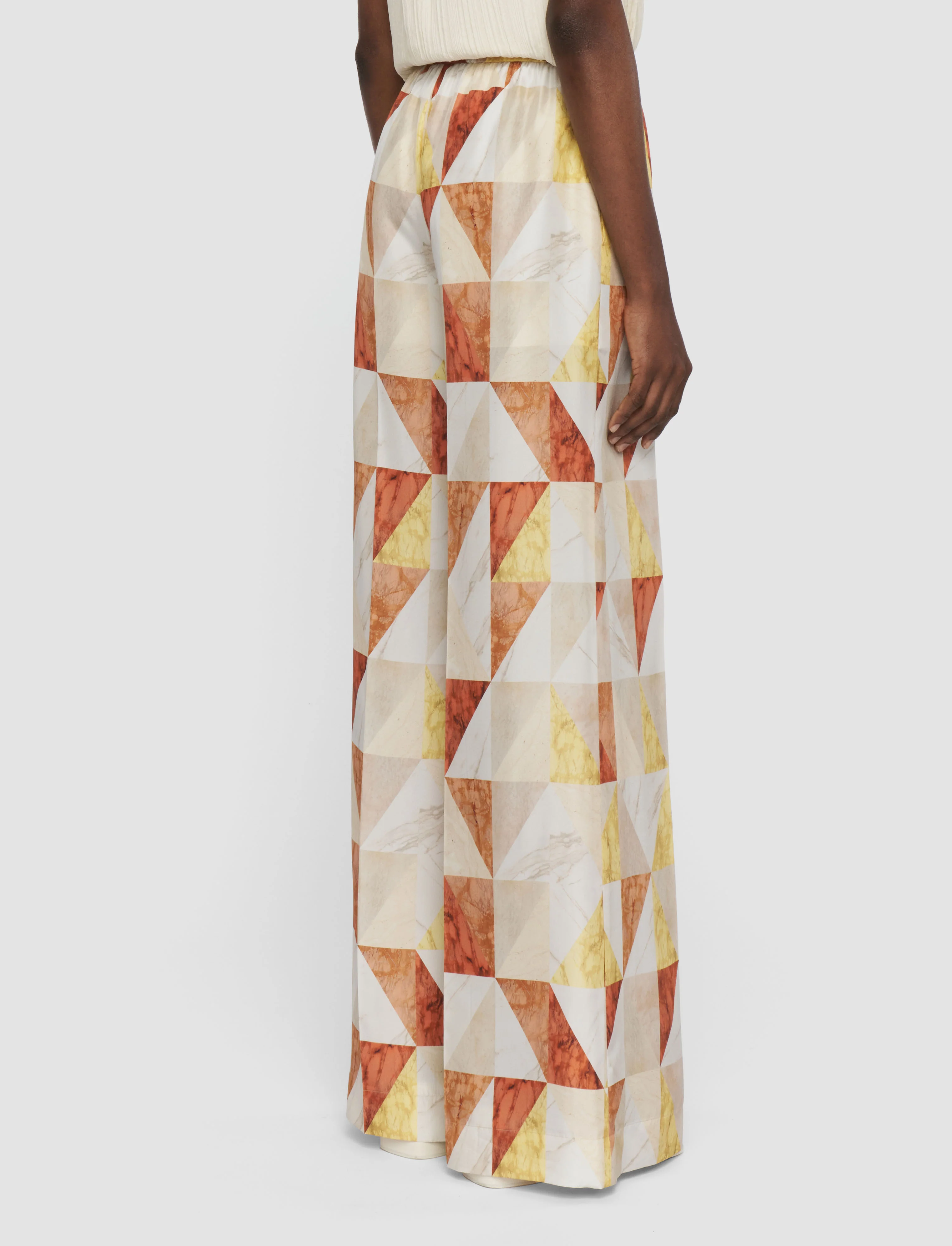 Thoresby Marble Print Silk Trousers - Image 3