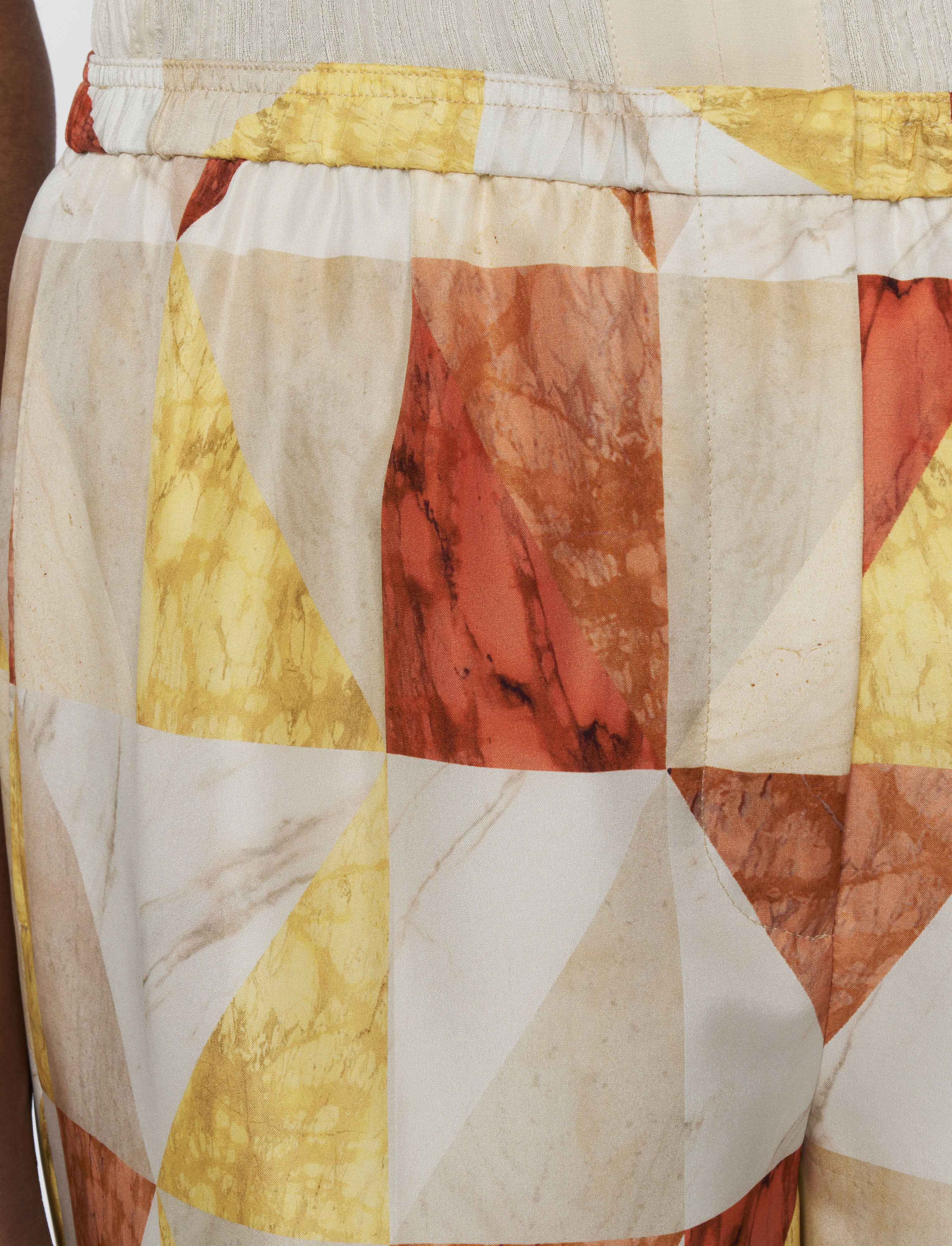 Thoresby Marble Print Silk Trousers - Image 4