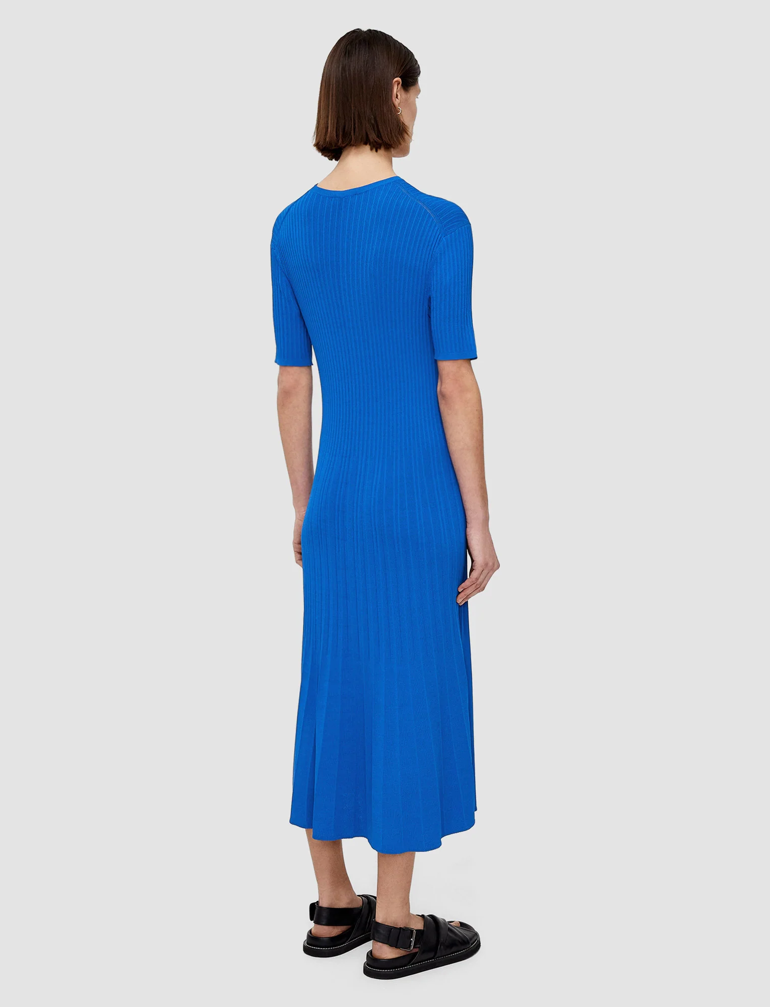 Viscose Rib Knit Short Sleeve Dress - Image 3